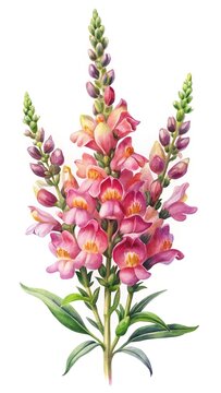 Pink foxglove flowers in full bloom - Beautiful cluster of pink foxglove flowers with delicate petals and green stems, standing tall and vibrant.
