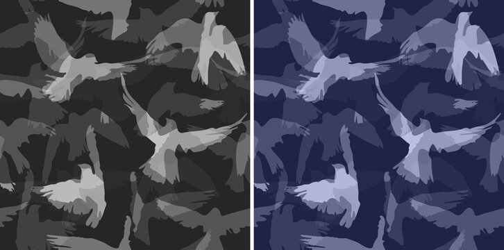 Seamless vector patterns with flying birds