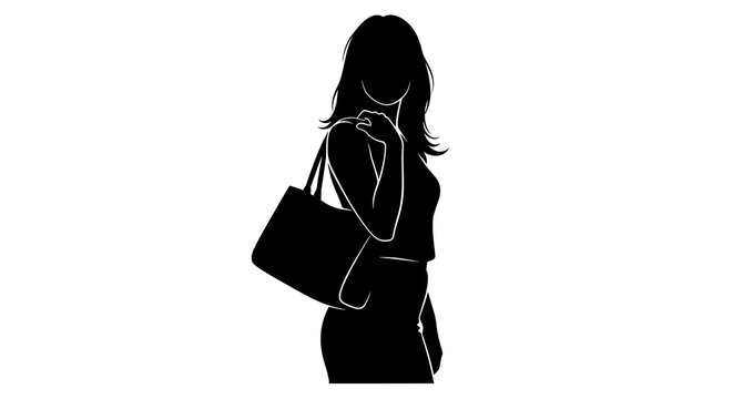 Silhouette of a woman carrying a stylish shoulder bag