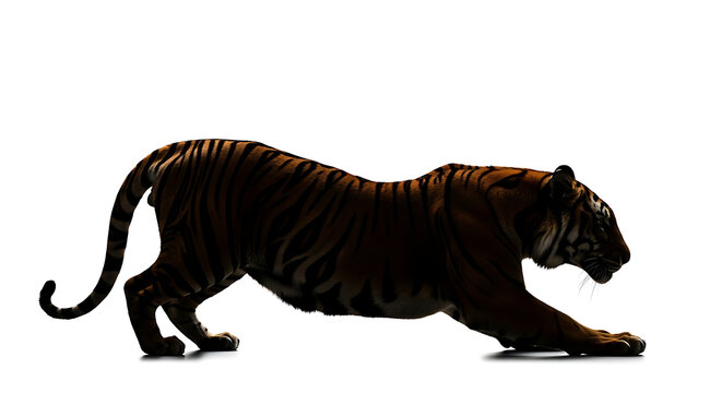A tiger walking in a side view profile illustration