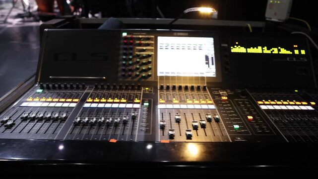 Professional Audio Mixing Console at Concert Venue &ndash; Live Sound Engineering in 4K 60fps