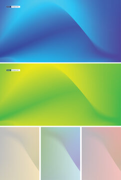 Abstract mesh gradient background set featuring sharp geometric fold lines and smooth fluid waves in vibrant blue, green, and muted pastel tones.