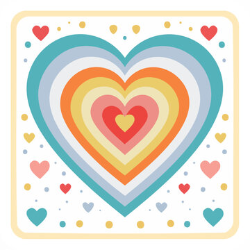Colorful concentric hearts vector illustration