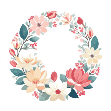 Colorful floral wreath vector illustration