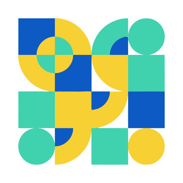 Overlap Square Ornament Flat Vector Design