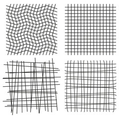Fototapeta premium Abstract geometric wireframe collection features simple vector set. Black line grid meshes enhance tech architecture projects.