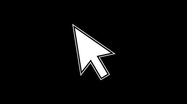 Minimalist Digital Navigation white mouse cursor arrow on black background ideal for web design tutorials and tech presentations.