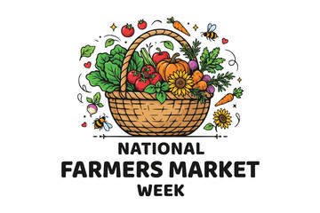 National Farmers Market Week Vector Illustration, Farm Fresh Food and Healthy Living Celebration © tanvir