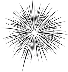 Obraz premium Black and white fireworks explosion line art illustration