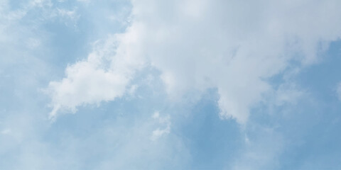 Fototapeta premium with and blue sky and cloud meadow background for summer poster. Natural scenery realistic fluffy white sky blue was bright with pure white clouds like soft texture.