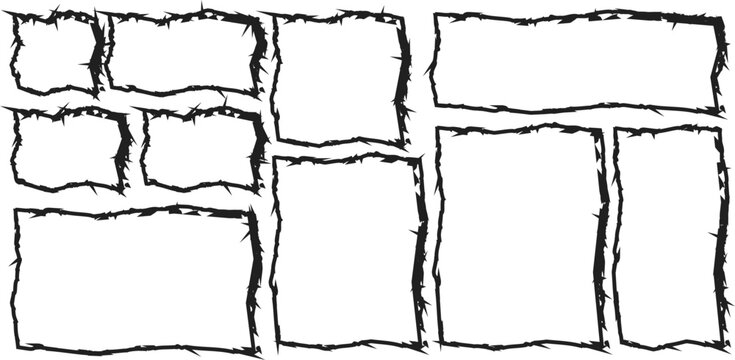 Black wavy brush circle and rectangle shape