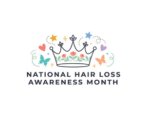 Obraz premium National Hair Loss Awareness Month Vector Illustration, Alopecia Awareness and Hair Health Design