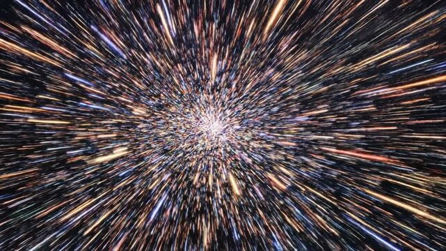 Abstract light trails moving rapidly across a dark sky simulating hypersonic trajectory paths