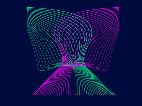     Abstract Neon Gradient Wave Lines on Dark Background, Futuristic Technology Illustration 