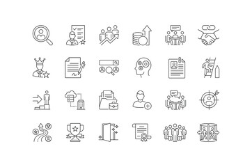 Fototapeta premium Outline icon collection. Editable stroke. Vector illustration. Business and Finance web icons in line style. Money, bank, contact, infographic. Web icon collection. Basic icons. Icon set.