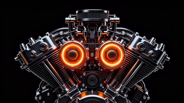 Closeup of a glowing engine