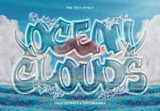 Transparent Aqua Crystal Text Effect