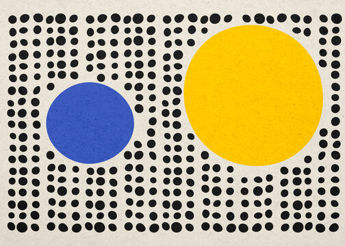 Minimalist geometric abstract art with primary color circles