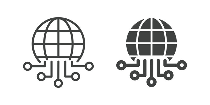 AI icon. Line and glyph solid icon