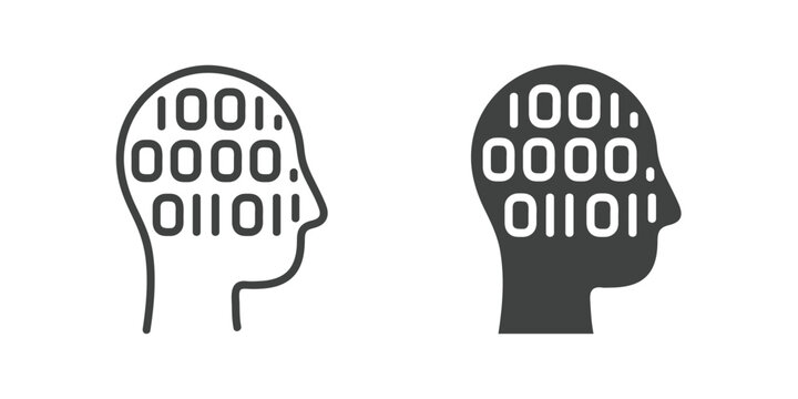 AI icon. Line and glyph solid icon