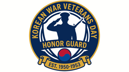 Naklejka premium Honor Guard Soldier Silhouette Badge Emblem for Korean War Veterans Day Design