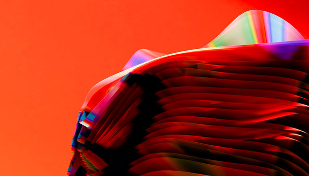 Abstract glossy red layered wave background with copy space