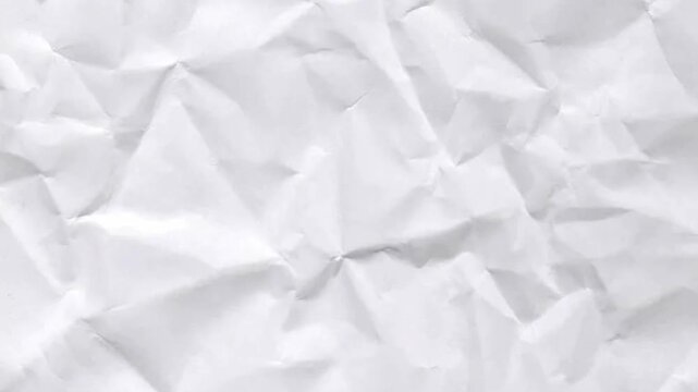 crinkled white Paper texture stop motion, crumpled paper texture for background footage 4K