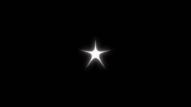 White Cartoon Flat Vector Doodles: Sparkle Star Twinkle Motion Graphics and Blinking Glowing Light Trails on Black Screen Background for Seamless Intros and Festive Overlays