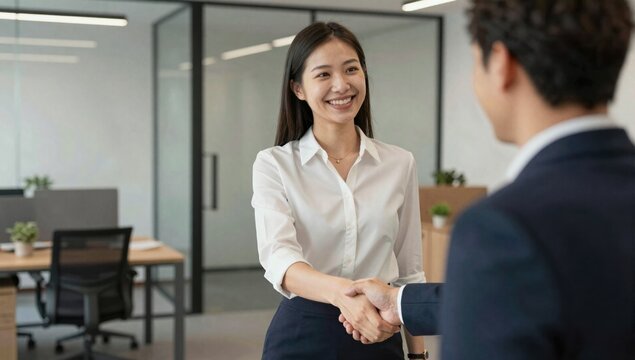 business woman shaking hands