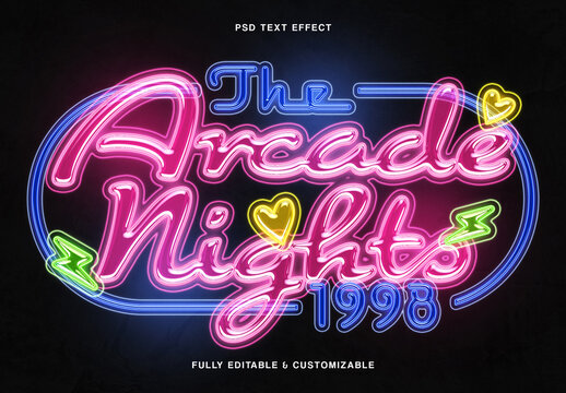Retro Arcade Neon Text Effect