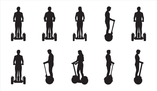 Modern Electric Personal Transport Icon Collection with Minimal Black Vector Designs