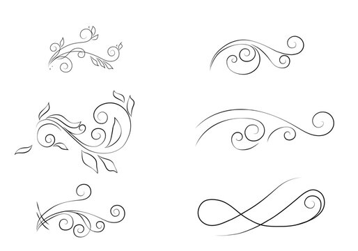 elegant swirls and monograms for design of text. Vector illustration. A simple linear pattern is isolated on background. For highlighting headings, creating frames, dividers or vignettes and document