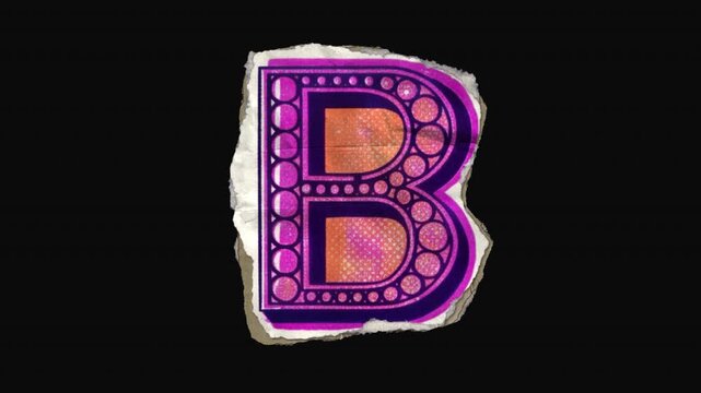 A pack of 26 vibrant drag and drop vintage lettering in a paper riso print style with individual letters that animate into place from torn paper pieces.

