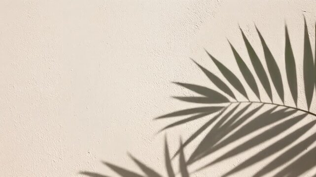 白壁に揺れるヤシの葉影 シームレスループ動画背景 16:9 4K