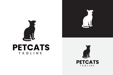 Obraz premium Minimalist Logo Featuring a Sitting Cat Silhouette, Suitable for Pet Brands, Veterinary Clinics, Animal Care Services, and Modern Business Identity