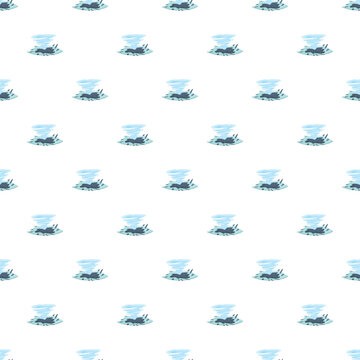 Seamless pattern featuring multiple cartoon tornados creating a swirling vortex