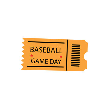 Vector illustration of a baseball game ticket, in doodle style. Used as design templates for tickets or invitations to sporting events