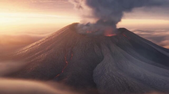 volcano eruption with lava