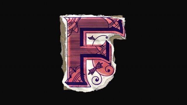 A pack of 26 vibrant drag and drop vintage lettering in a paper riso print style with individual letters that animate into place from torn paper pieces.
