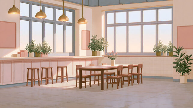 A Bright and Inviting Interior Space: Modern Design with Elegant Furniture, Lush Plants, and an Air of Comfort to Create a Cozy Environment for Relaxation and Inspiration