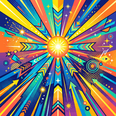 Fototapeta premium A vibrant abstract background with radiating colorful geometric shapes