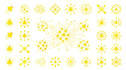 Fototapeta premium Abstract Yellow Bee Network Technology and Data Flow