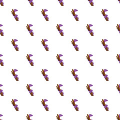 Fototapeta premium Purple cartoon snake wrapped around a tree branch creating a repetitive seamless pattern