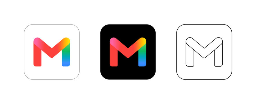 New Gmail app icon. Vector icon isolated on transparent background. Illustrative editorial use.