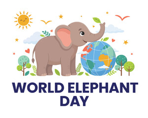 World Elephant Day Vector Illustration, Elephant Conservation and Wildlife Awareness Design © tanvir