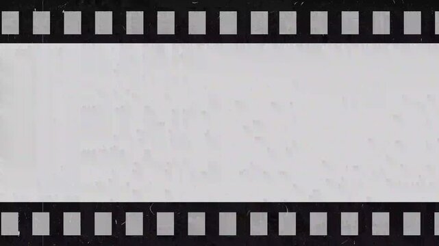 Vintage looping film strip background. 4K reel clutter old tv grain noise frame. Videotape texture overlay with scratches and dirt stains. film strip with film 4k video