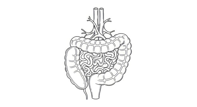 Human Digestive System Anatomy Illustration.
