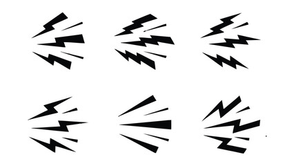 Six black explosion burst effects on a transparent background for graphic design © Sirin