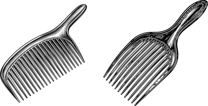 A sleek, modern plastic comb with a ergonomic handle lies on a pristine white surface, exuding elegance and functionality in its minimalist design
