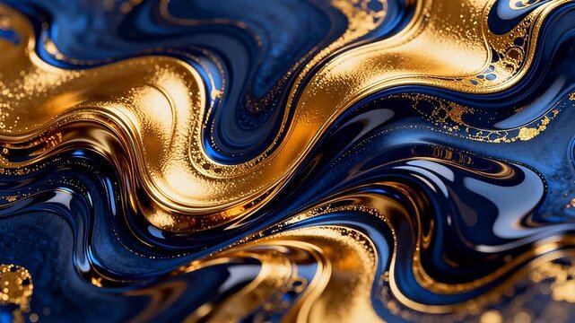 Abstract golden and blue swirling patterns